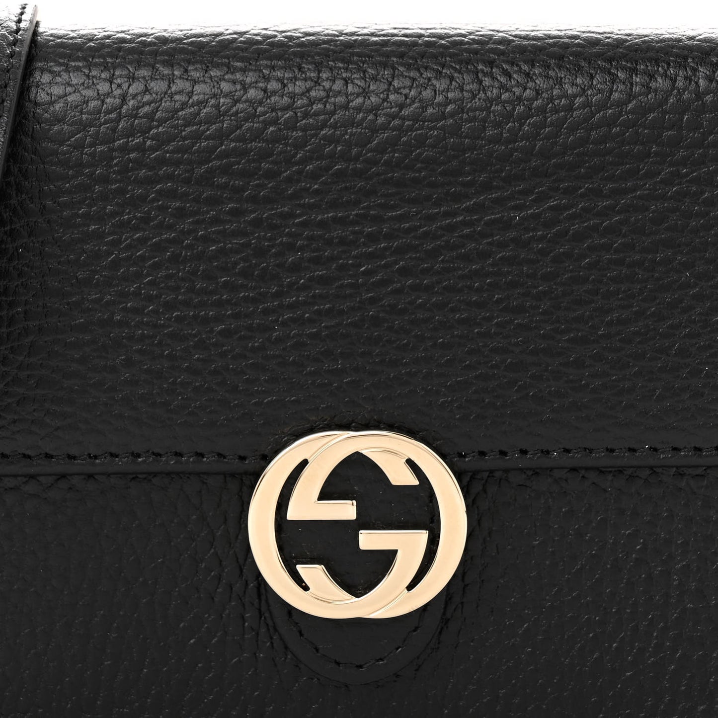 Dollar Calfskin Interlocking G Chain Wallet Black