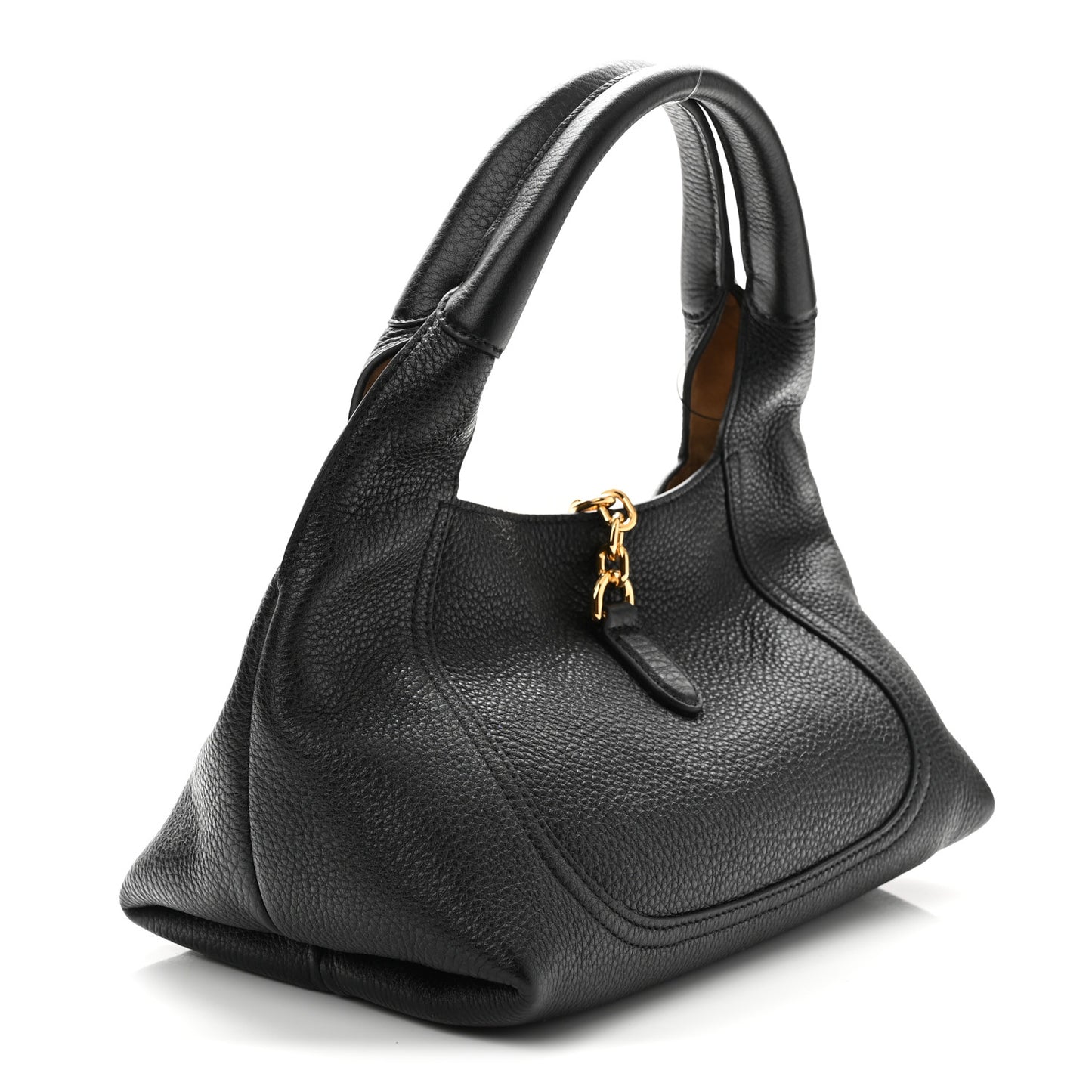 Grained Calfskin Softbit Medium Shoulder Bag Black