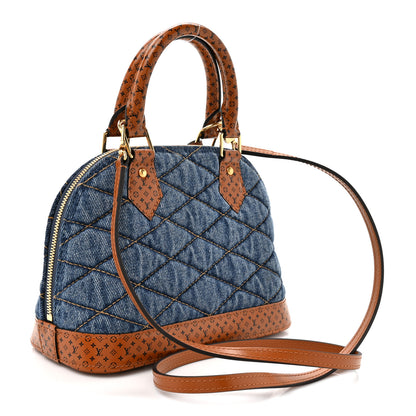 Louis Vuitton Denim Calfskin Reverse Monogram Malletage Alma BB Blue 3 of 10