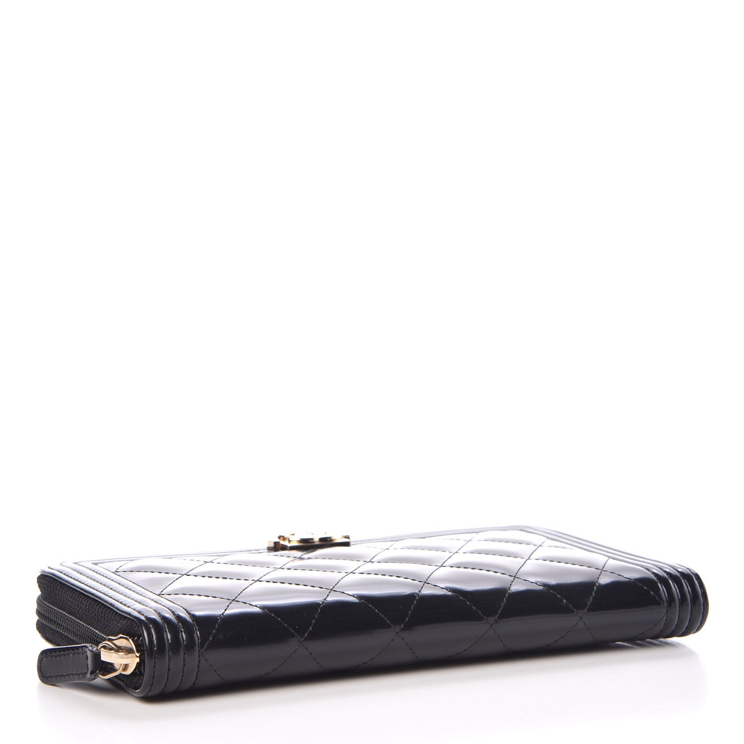Chanel Glazed Calfskin Boy Zip Around Wallet Black 4 of 9
