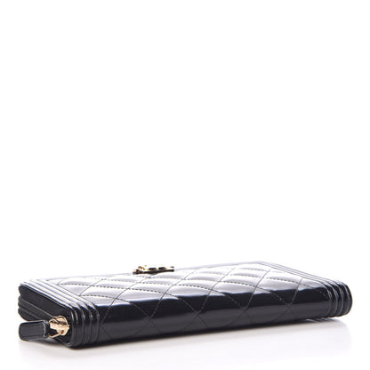 Chanel Glazed Calfskin Boy Zip Around Wallet Black 4 of 9