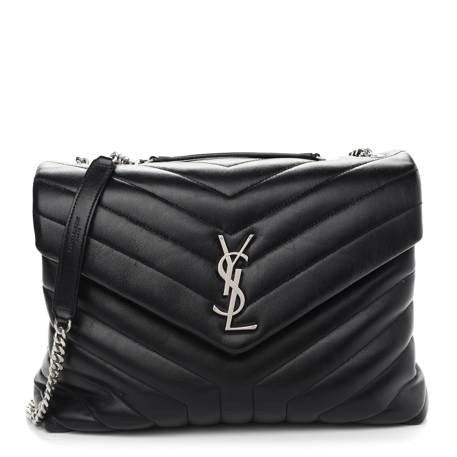 Saint Laurent Calfskin Y Quilted Monogram Medium Loulou Chain Satchel Black 1 of 8