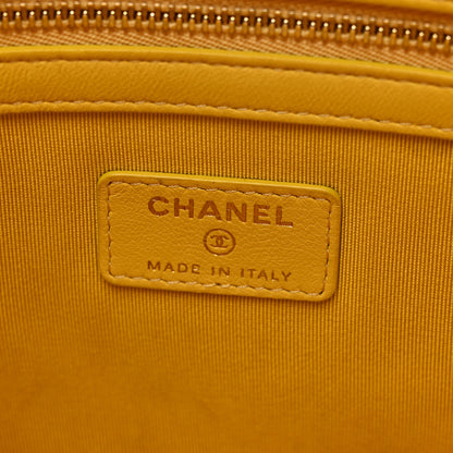 Chanel Lambskin Chevron Quilted Charms Medium Cosmetic Case Yellow 6 of 10