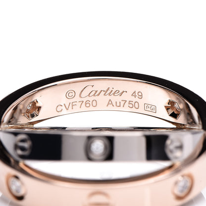 Cartier 18K Pink White Gold 6 Diamonds LOVE Ring 49 4.75 5 of 5