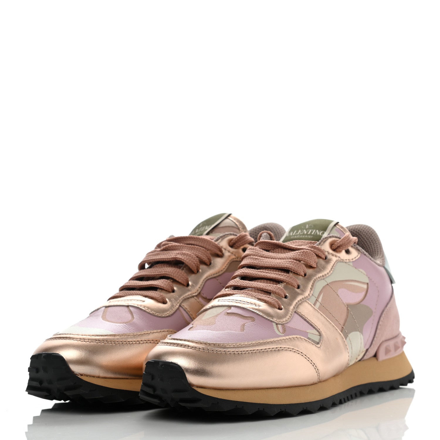 Valentino Garavani Metallic Nappa Suede Camouflage Womens Rockrunner Sneakers 39 Multicolor 3 of 11