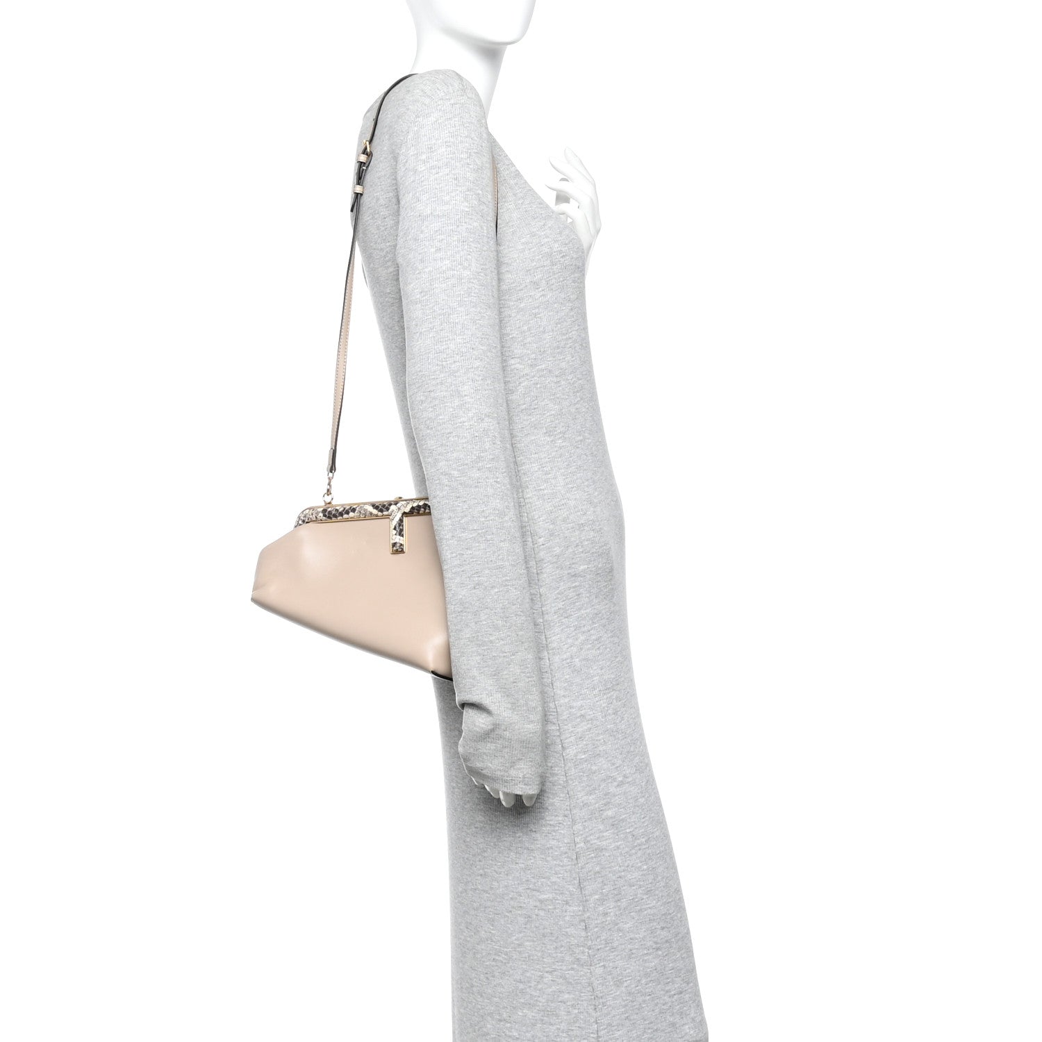 Fendi Shiny Nappa Snakeskin Small Fendi First Rosa Confetto Cipria 2 of 11