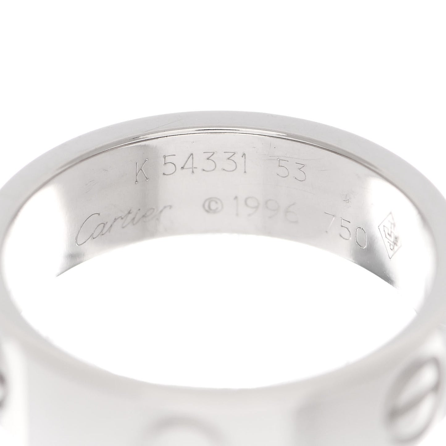 18K White Gold 5.5mm LOVE Ring 53 6.25