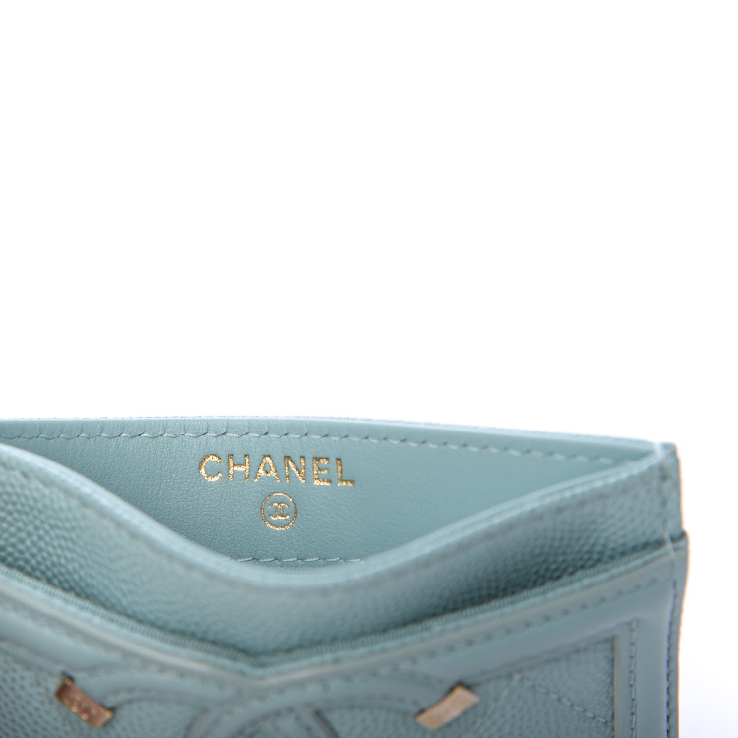 Chanel Caviar Quilted Filigree Card Holder Light Blue 6 of 7
