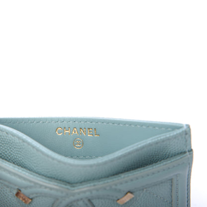 Chanel Caviar Quilted Filigree Card Holder Light Blue 6 of 7