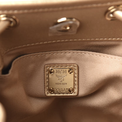 MCM Metallic Visetos Zoo Dog Drawstring Bucket Bag Gold 7 of 12