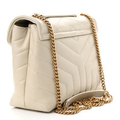 Saint Laurent Calfskin Y Quilted Monogram Small Loulou Chain Satchel Crema Soft 3 of 10