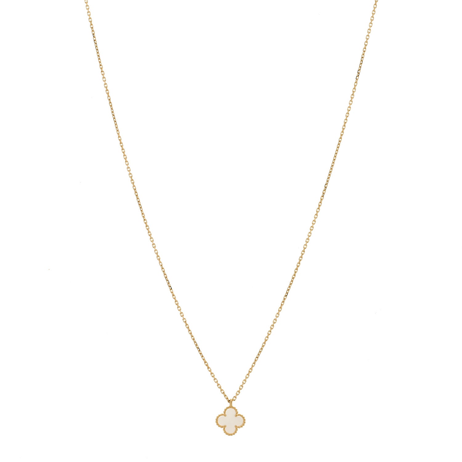 Van Cleef & Arpels 18K Yellow Gold Mother of Pearl Sweet Alhambra Pendant Necklace 1 of 3