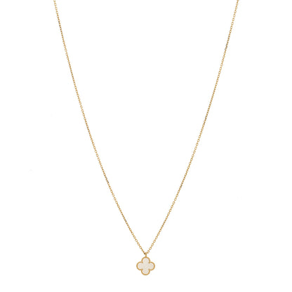 Van Cleef & Arpels 18K Yellow Gold Mother of Pearl Sweet Alhambra Pendant Necklace 1 of 3