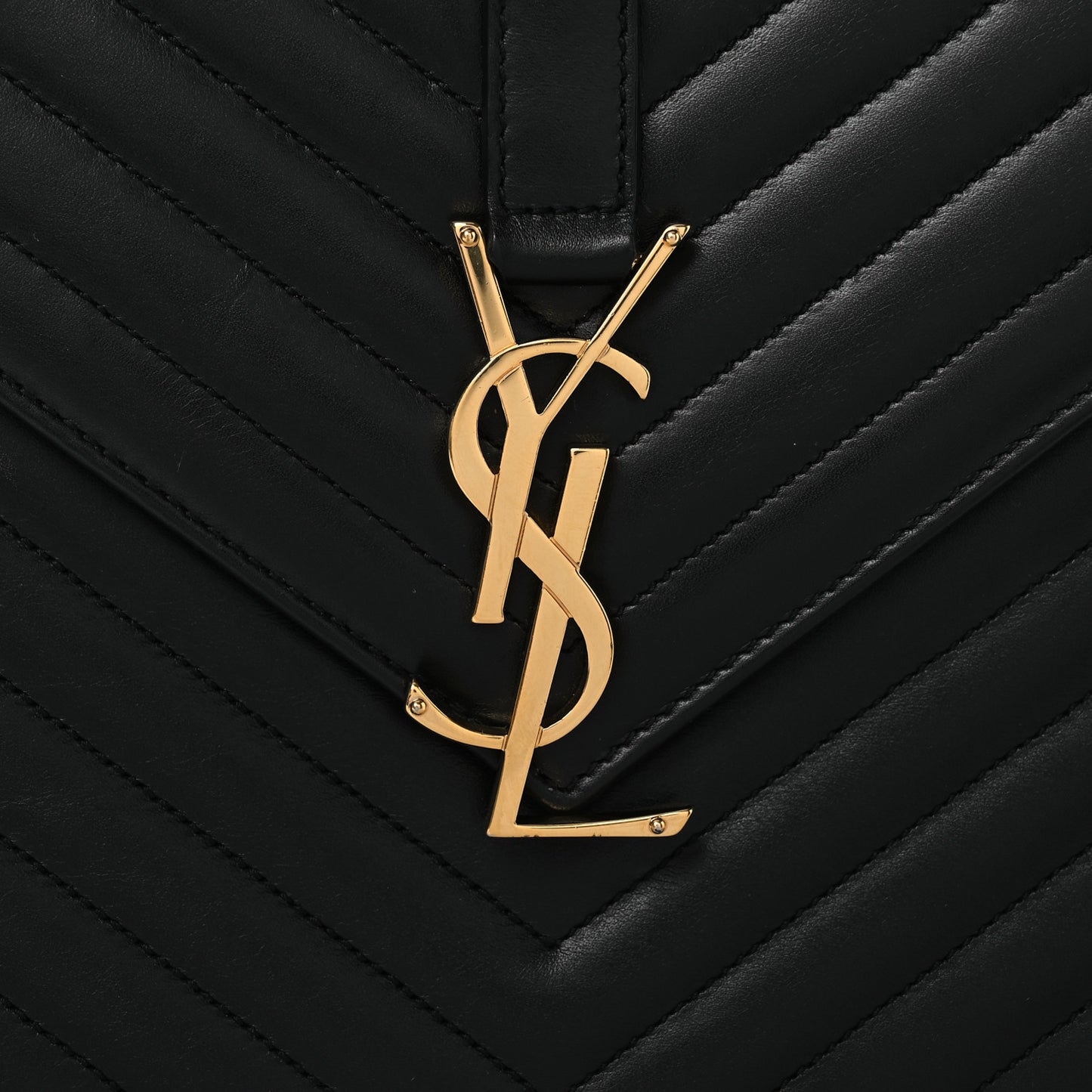 Smooth Calfskin Matelasse Chevron Large Monogram Satchel Black