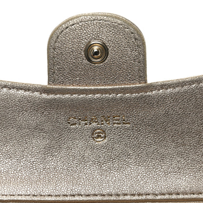 Chanel Metallic Lambskin Quilted Flap Card Holder Wallet Light Gold 6 of 10