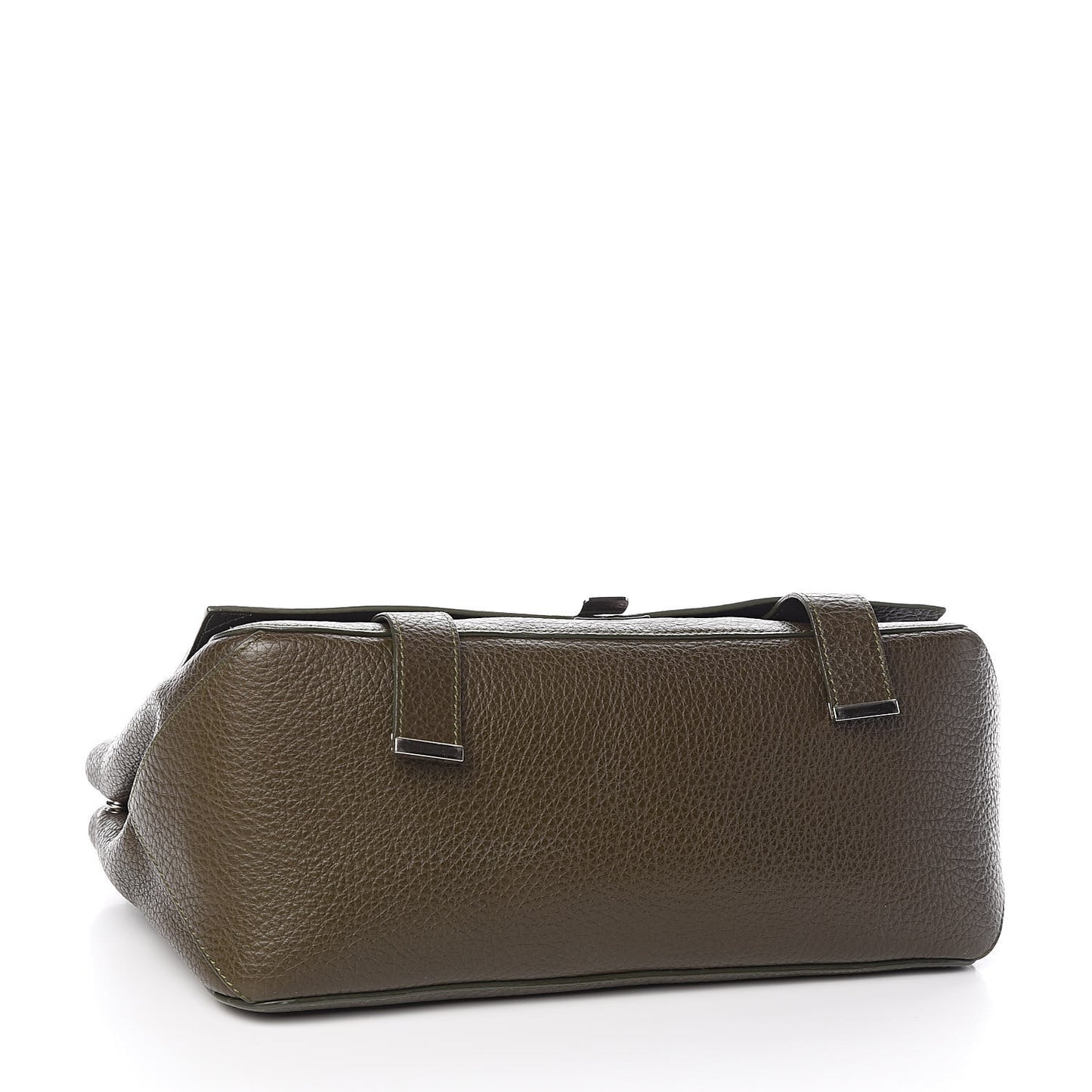 Pebbled Calfskin Double Sided PS Courier Bag Dark Moss