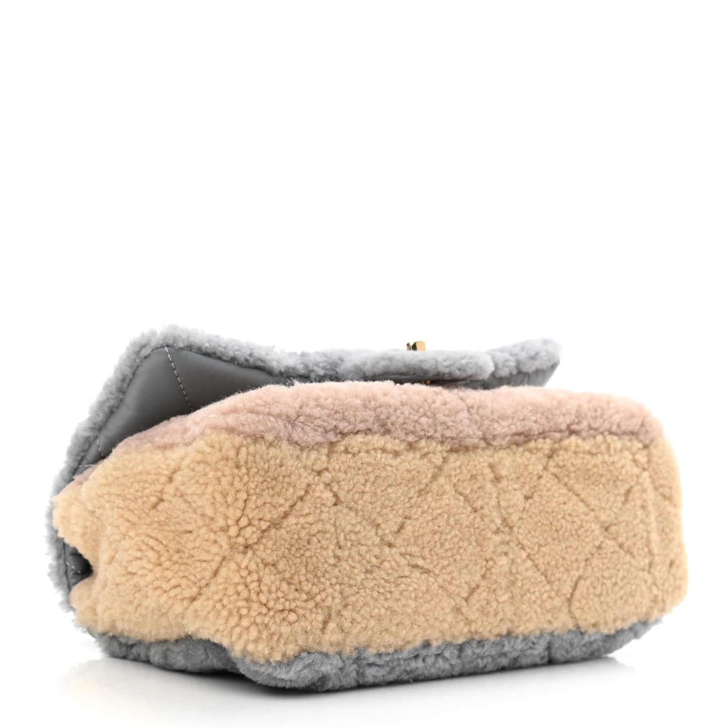 Shearling Sheepskin Single Flap Gray Pink Beige