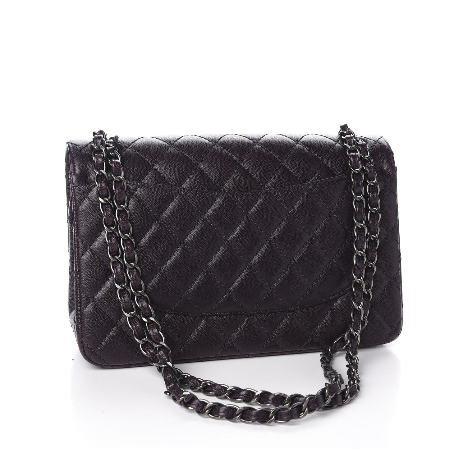 Caviar Quilted Jumbo Double Flap Dark Purple