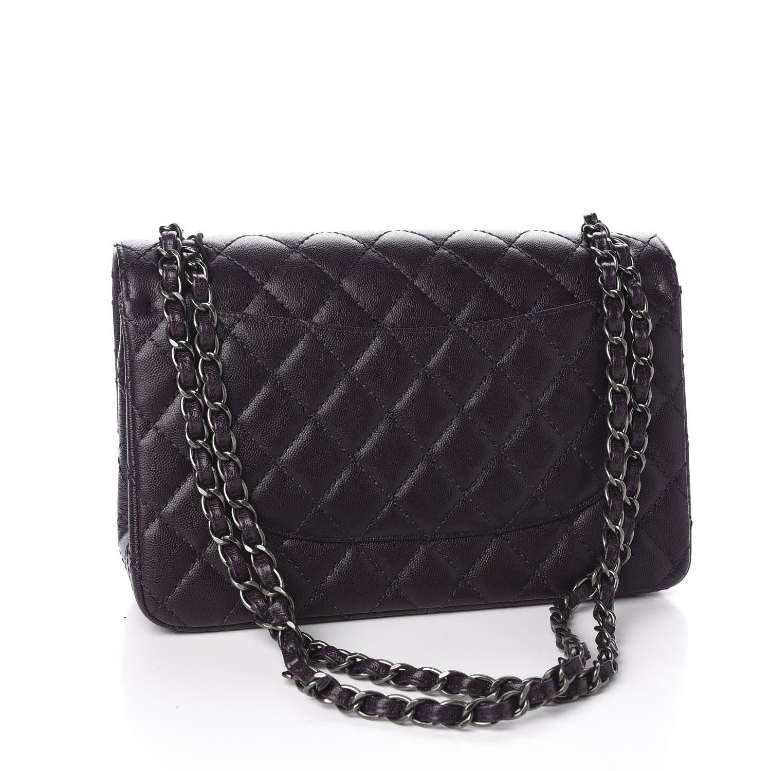 Chanel Caviar Quilted Jumbo Double Flap Dark Purple 2 of 10