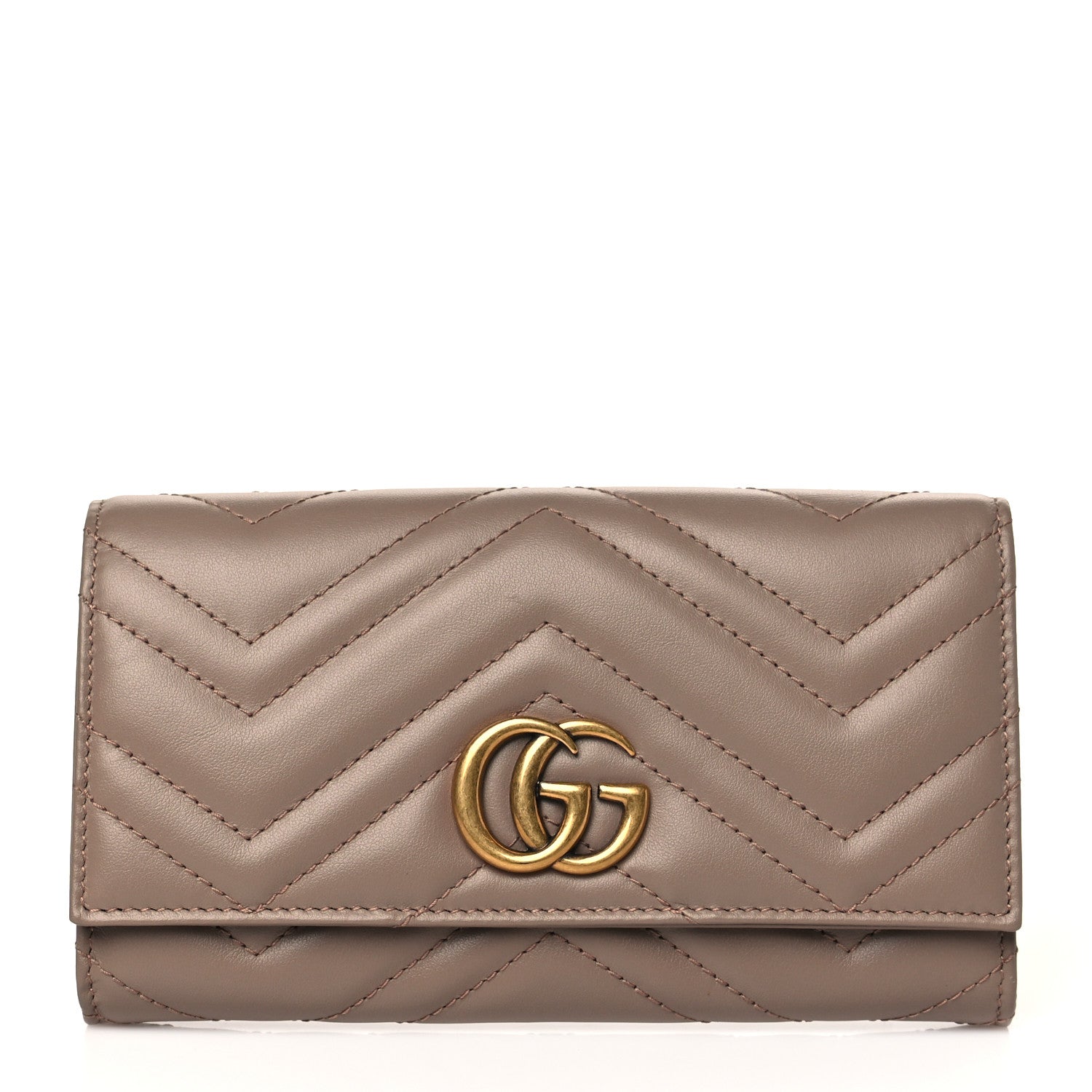 Gucci Calfskin Matelasse GG Marmont Continental Wallet Porcelain Rose 1 of 8