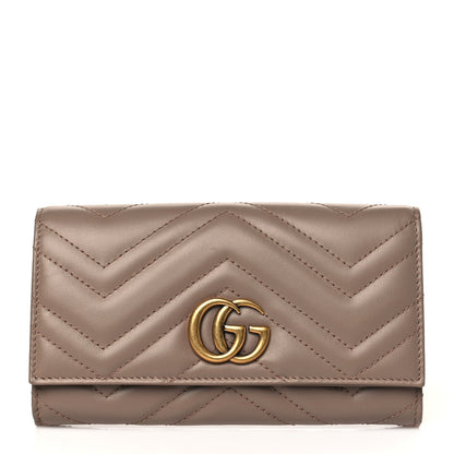 Gucci Calfskin Matelasse GG Marmont Continental Wallet Porcelain Rose 1 of 8