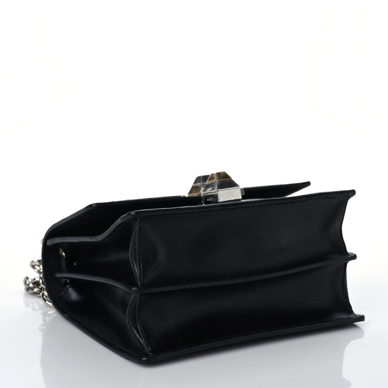 Fendi Vitello Liberty Lucido Metal Monster Eyes Studded Small Kan I Shoulder Bag Black 4 of 9