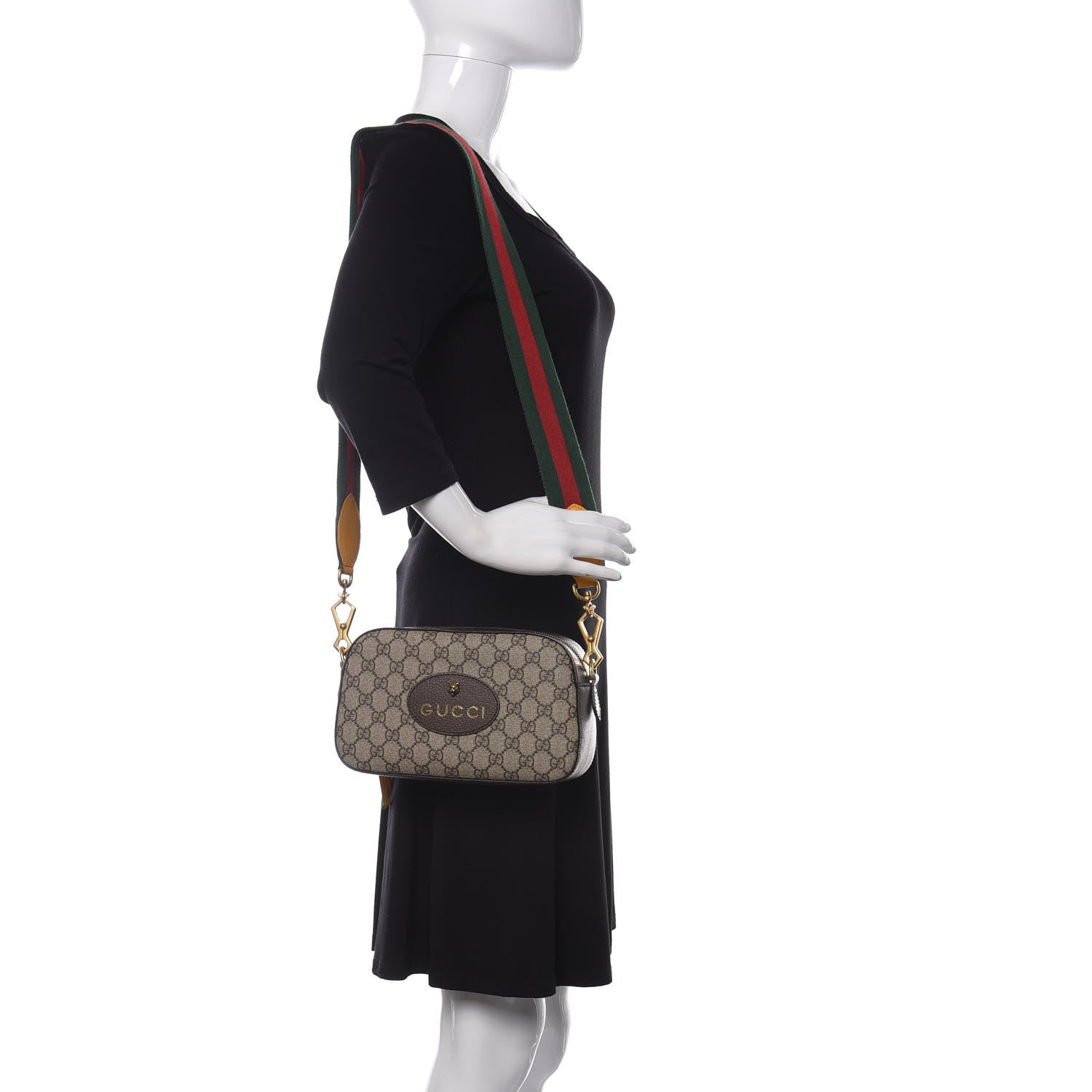 Gucci GG Supreme Monogram Web Neo Vintage Shoulder Bag Beige New Acero Crop 2 of 10