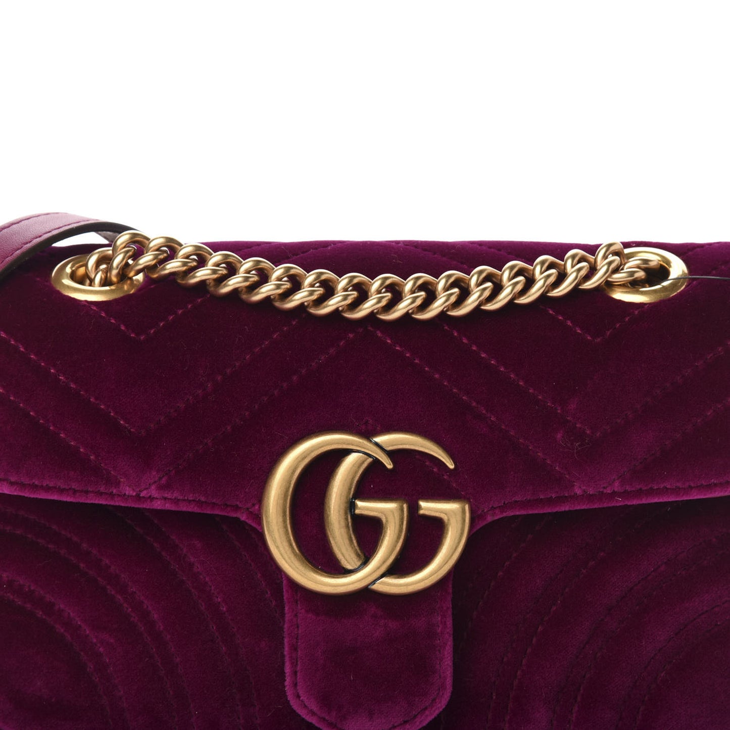Velvet Matelasse Mini GG Marmont Shoulder Bag Fuchsia Violet Cyclamen