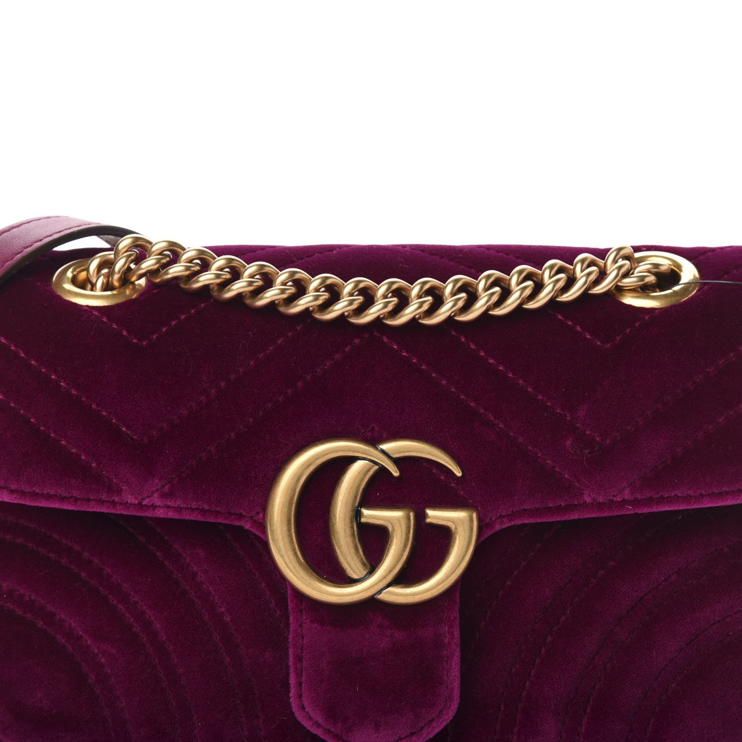 Gucci Velvet Matelasse Mini GG Marmont Shoulder Bag Fuchsia Violet Cyclamen 8 of 11