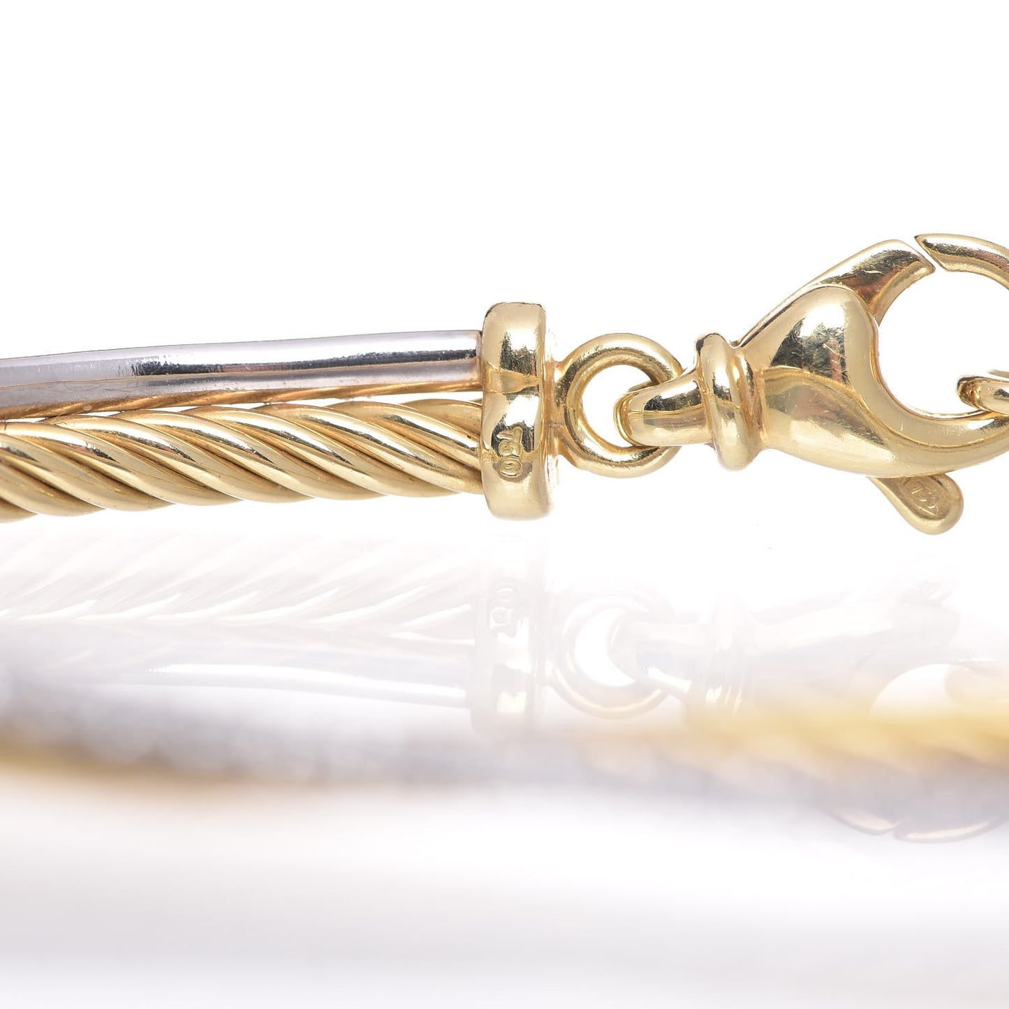 18K White Yellow Gold Diamond Crossover Bracelet