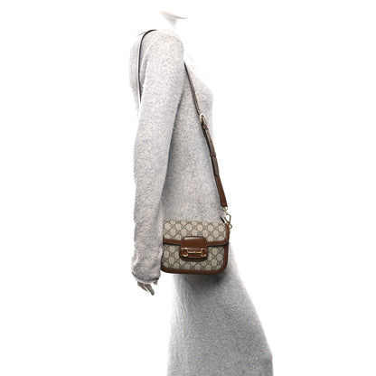 Gucci GG Supreme Monogram Web Mini Horsebit 1955 Shoulder Bag Beige Brown Sugar 2 of 10