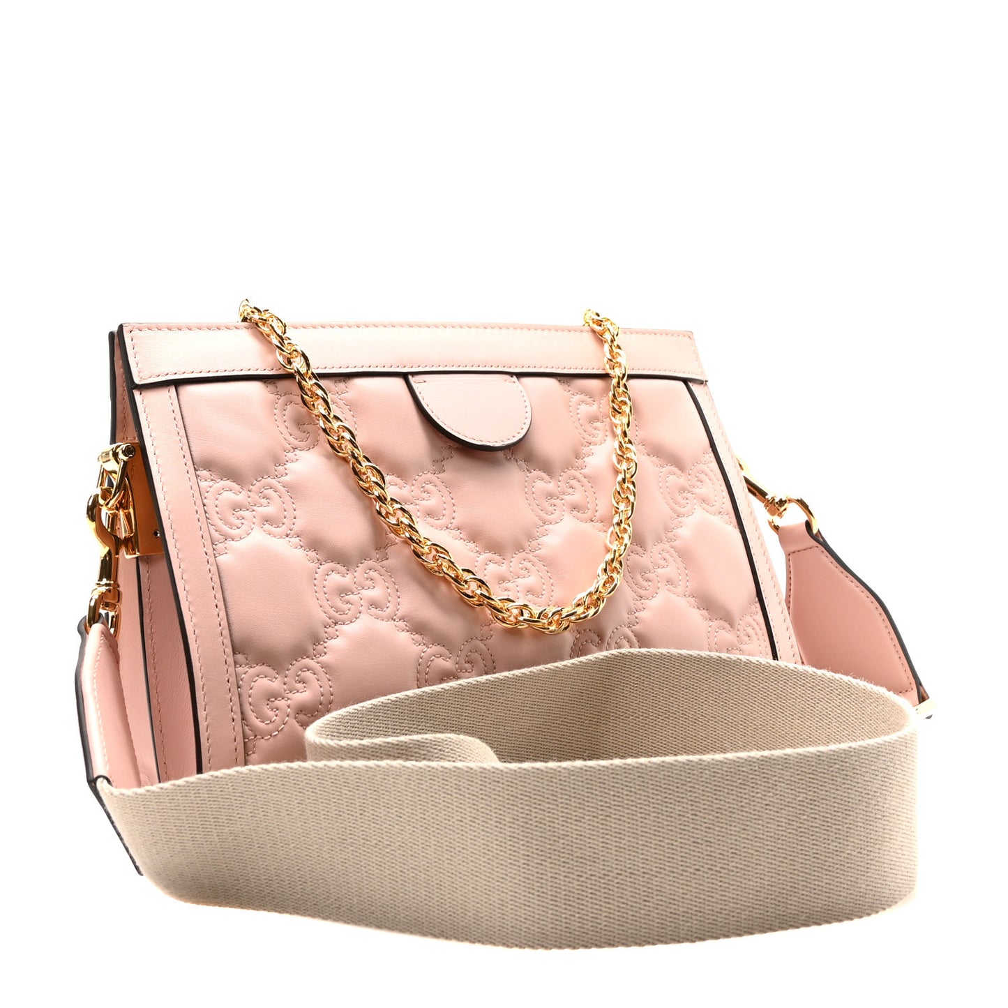 Calfskin GG Matelasse Small Slim Chain Shoulder Bag Perfect Pink Natural