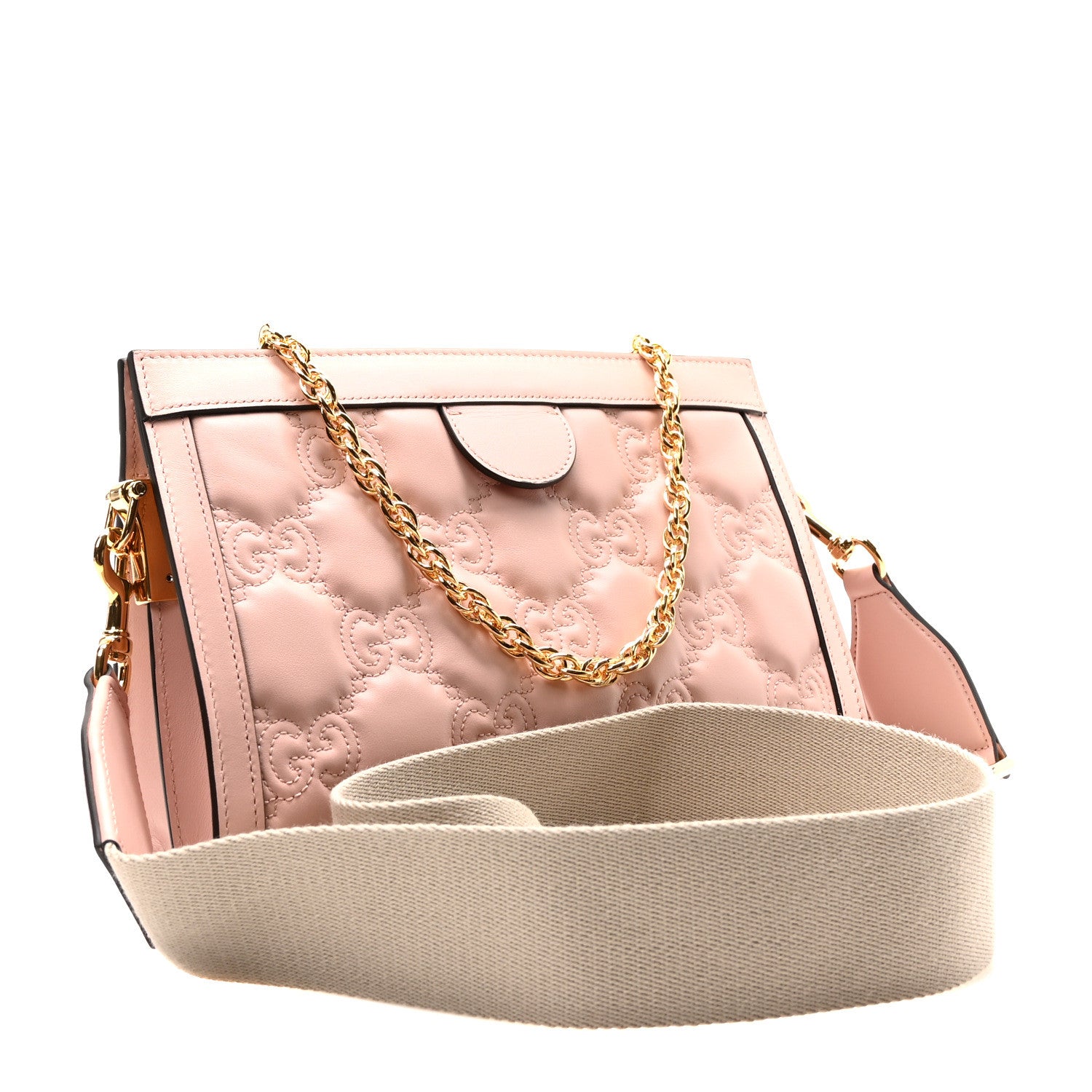 Gucci Calfskin GG Matelasse Small Slim Chain Shoulder Bag Perfect Pink Natural 3 of 10
