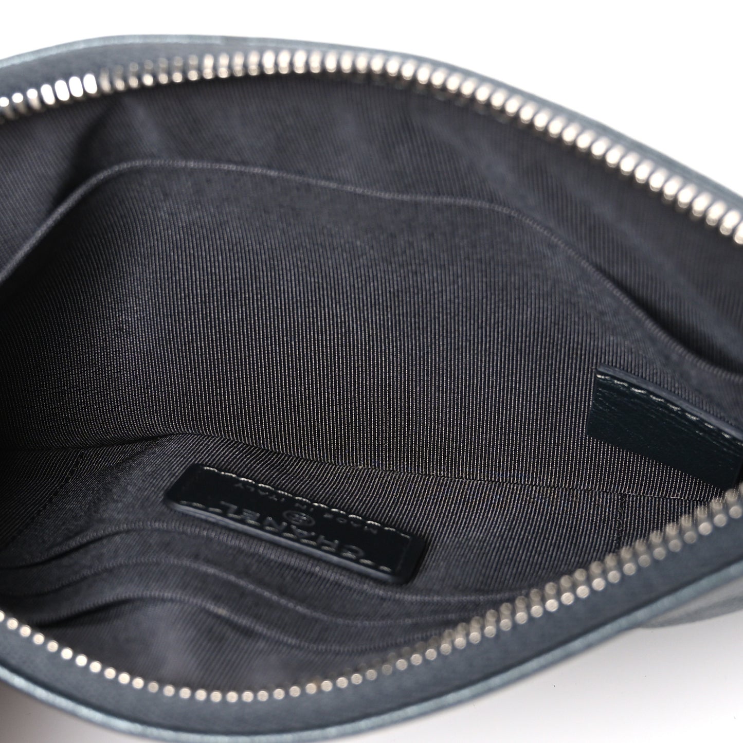 Caviar Quilted Mademoiselle Vintage Zip Pouch Grey