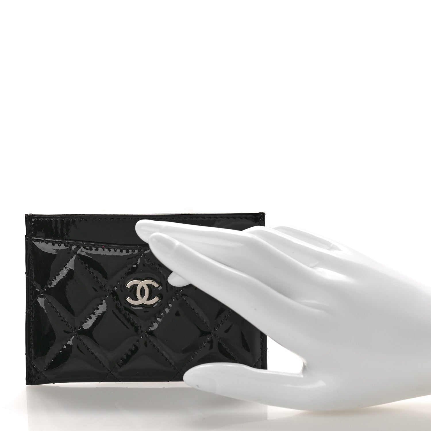 Chanel Patent Calfskin Quilted Card Holder Black 2 of 8