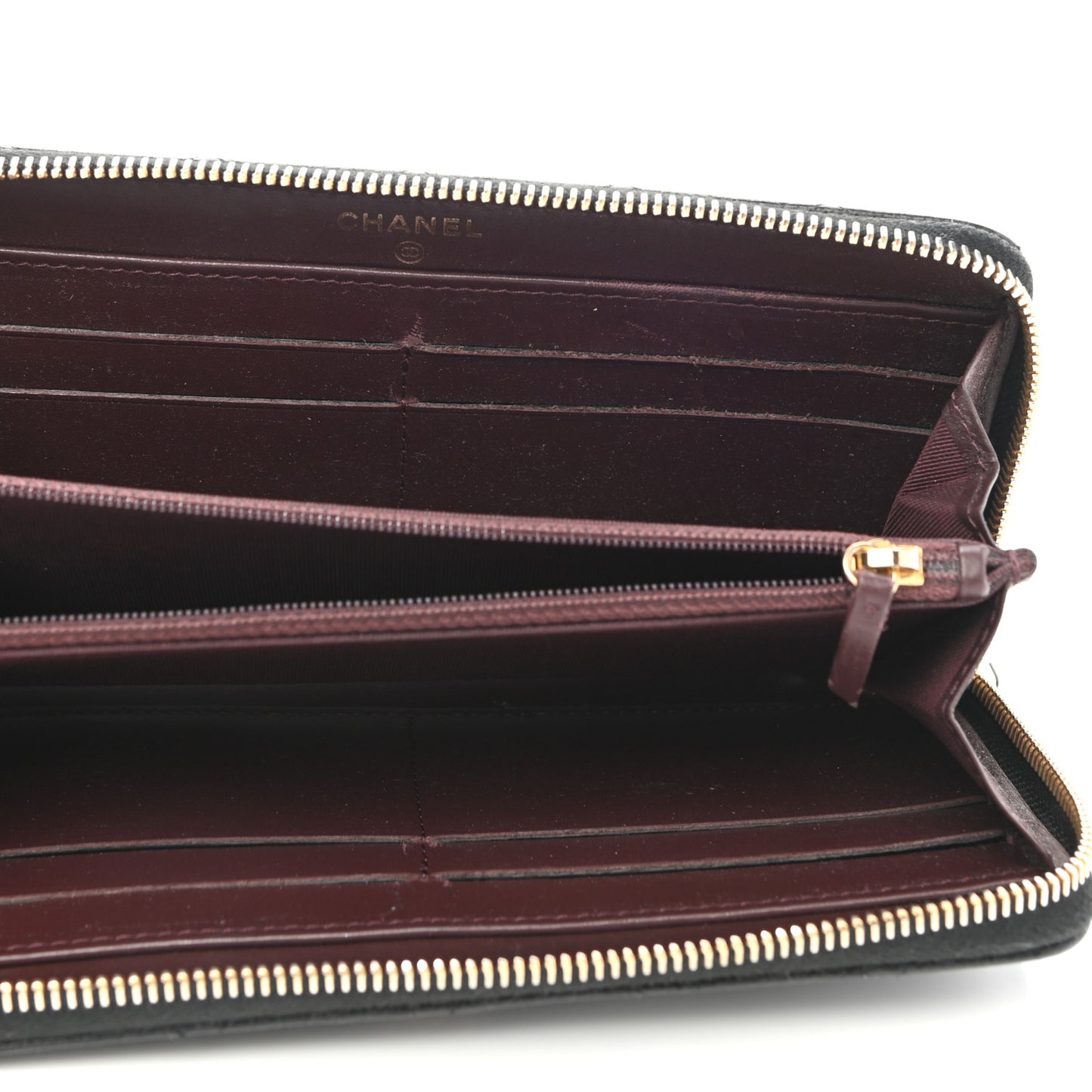 Caviar Quilted Large Gusset Zip Around Wallet Black