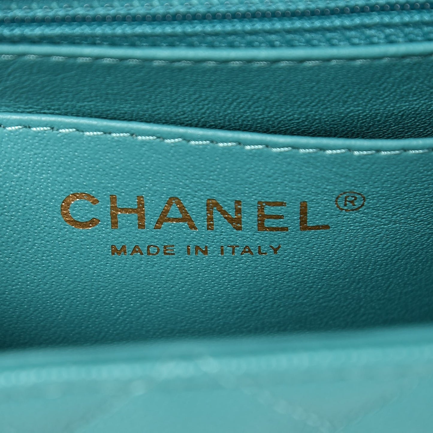 Caviar Quilted Mini Square Flap Turquoise