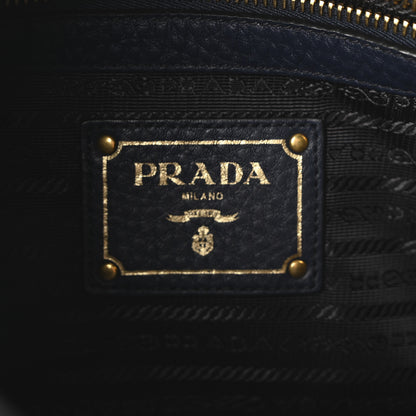 Prada Vitello Daino Embossed Logo Hobo Baltico 6 of 10