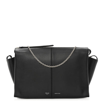 Celine Smooth Calfskin Tri-Fold Clutch on Chain Black 1 of 12