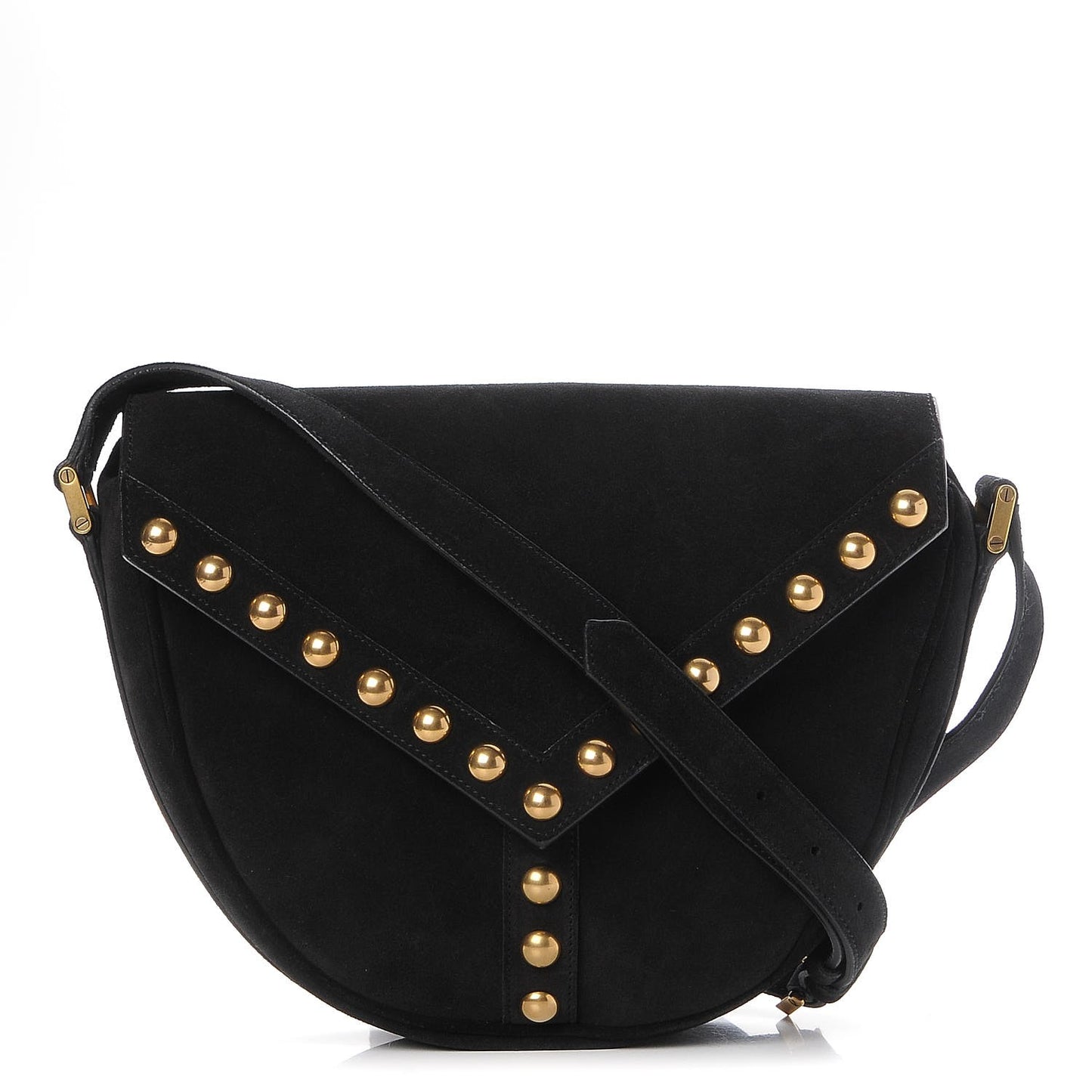 Suede Y Studs Crossbody Bag Black