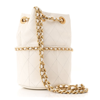 Chanel Shiny Lambskin Quilted Nauticoco Bucket Bag White 3 of 10
