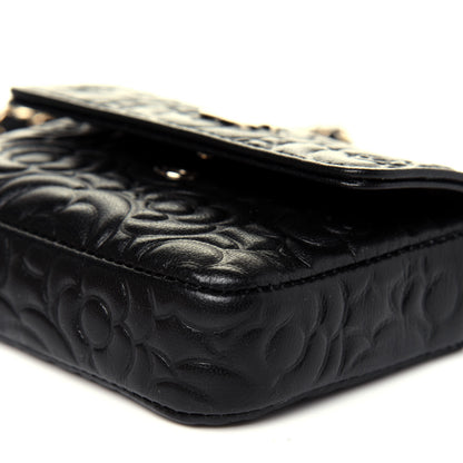 Chanel Lambskin Camellia Embossed Chain Belt Bag Black 10 of 11