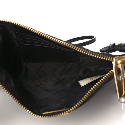 Burberry Signature Grain Calfskin Check Embossed Peyton Crossbody Clutch Bag Black 5 of 9