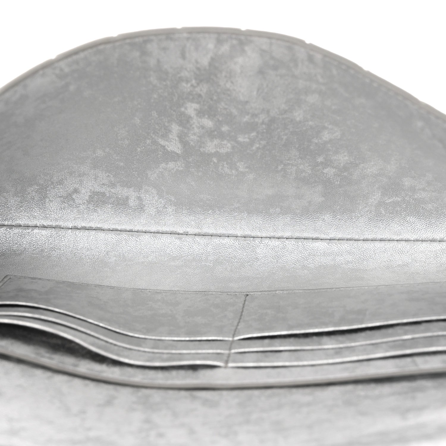 Bottega Veneta Metallic Lambskin Intrecciato Long Andiamo Top Handle Clutch Silver 5 of 11