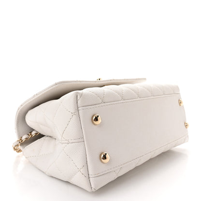 Chanel Caviar Quilted Mini Coco Handle Flap White 7 of 10