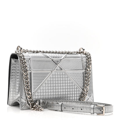 Christian Dior Metallic Patent Micro-Cannage Medium Diorama Flap Bag Silver 3 of 10