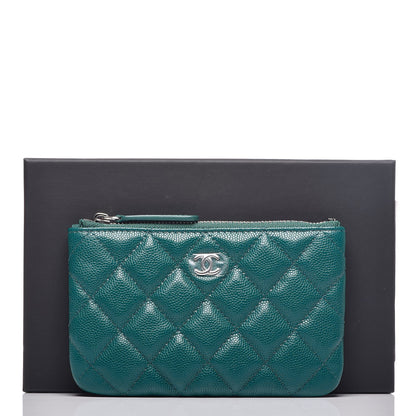 Chanel Caviar Quilted Small Cosmetic Case Dark Turquoise 8 of 8