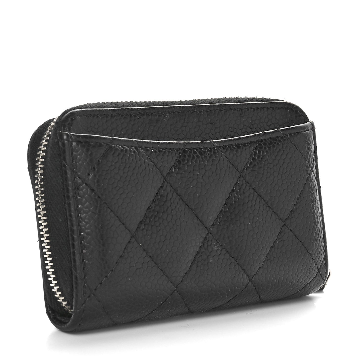 Caviar Quilted Zip Coin Purse Black