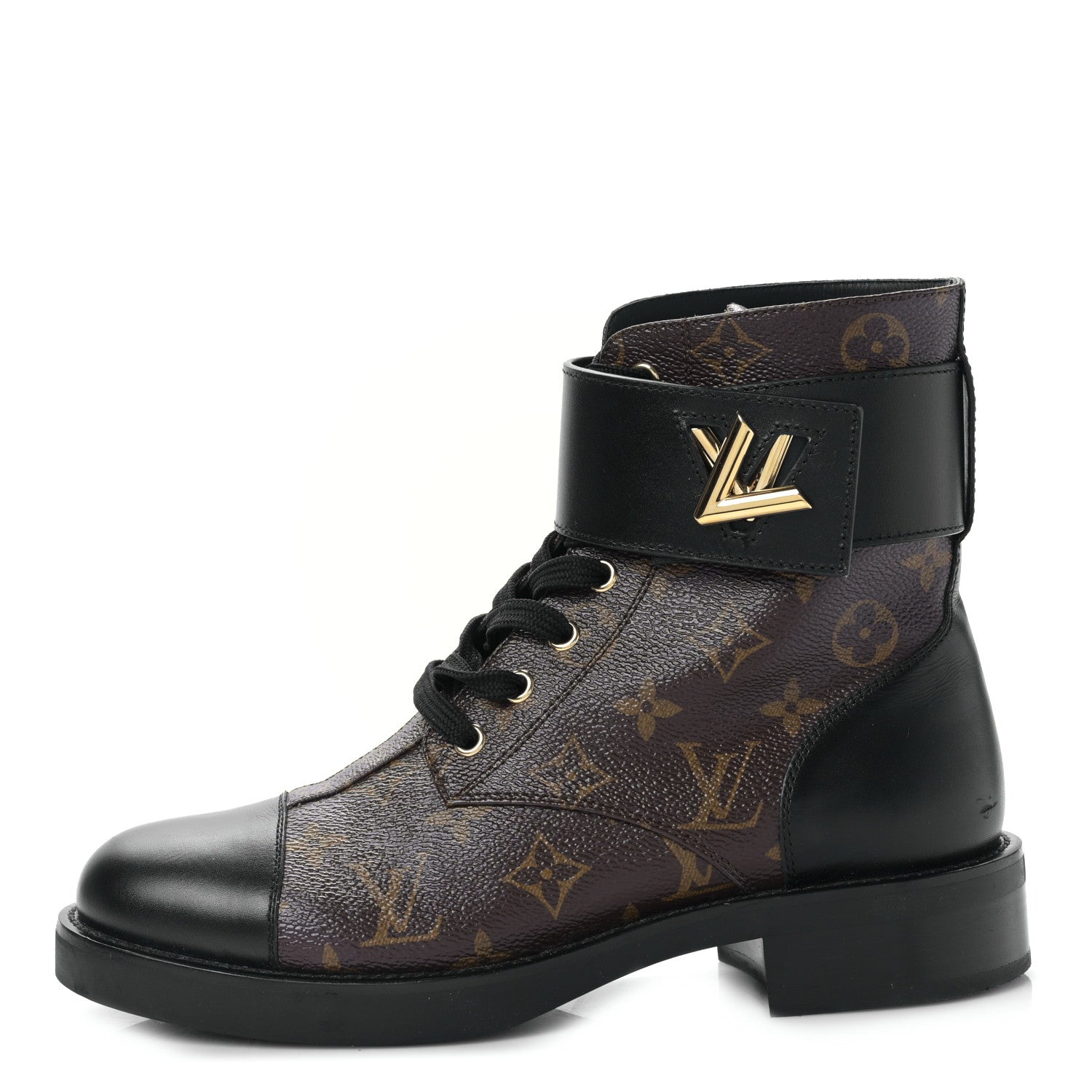 Louis Vuitton Calfskin Monogram Wonderland Flat Ranger Boots 39 Black 1 of 8