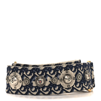 Christian Dior Oblique Studded Shoulder Strap Blue 2 of 4